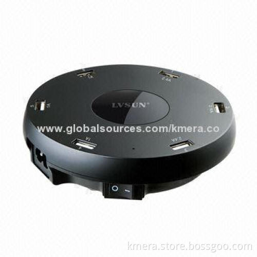6-port USB Charger Station, Smart Shape Design, Suitable for iPad/iPhone/Smartphones/Charge 6-device